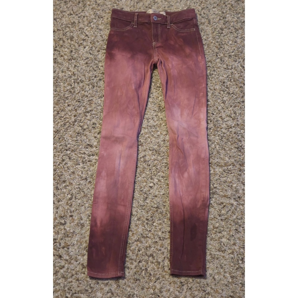Hollister Super Skinny Jeans Women's Size 00R/23 Maroon Fade